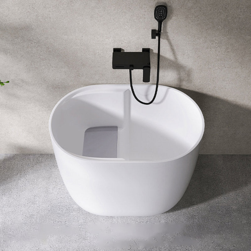 Modern Style Freestanding Bath Tub Oval Acrylic Soaking Bathtub in White With Seat Tub with Wall Mounted Faucets Clearhalo 'Bathroom Remodel & Bathroom Fixtures' 'Bathtubs' 'Home Improvement' 'home_improvement' 'home_improvement_bathtubs' 'Showers & Bathtubs' 6639859