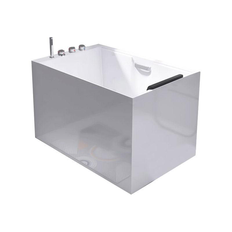 Modern Style Alcove Bath Tub Acrylic Rectangular Bathroom Bathtub in White Tub Only Tub with Silver 5-Piece Set Clearhalo 'Bathroom Remodel & Bathroom Fixtures' 'Bathtubs' 'Home Improvement' 'home_improvement' 'home_improvement_bathtubs' 'Showers & Bathtubs' 6639911