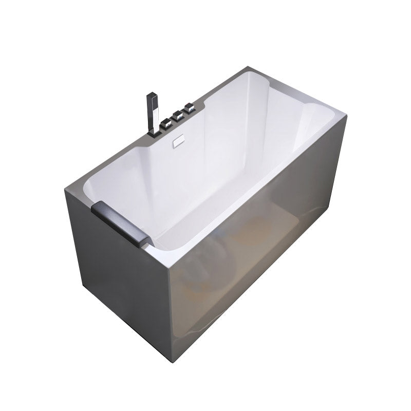 Modern Style Alcove Bath Tub Acrylic Rectangular Bathroom Bathtub in White Tub Only Tub with Silver 5-Piece Set Clearhalo 'Bathroom Remodel & Bathroom Fixtures' 'Bathtubs' 'Home Improvement' 'home_improvement' 'home_improvement_bathtubs' 'Showers & Bathtubs' 6639923