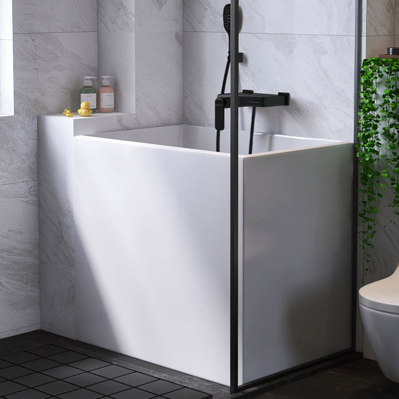 Modern Style Freestanding Bath Tub Rectangular Acrylic Soaking Bathtub in White 31"L x 24"W x 27"H Tub with Wall Mounted Faucets Clearhalo 'Bathroom Remodel & Bathroom Fixtures' 'Bathtubs' 'Home Improvement' 'home_improvement' 'home_improvement_bathtubs' 'Showers & Bathtubs' 6639948