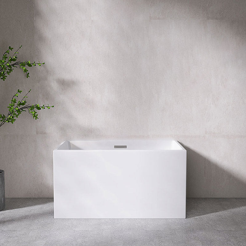 Modern Style Freestanding Bath Tub Rectangular Acrylic Soaking Bathtub in White 47"L x 28"W x 24"H Tub Clearhalo 'Bathroom Remodel & Bathroom Fixtures' 'Bathtubs' 'Home Improvement' 'home_improvement' 'home_improvement_bathtubs' 'Showers & Bathtubs' 6639957