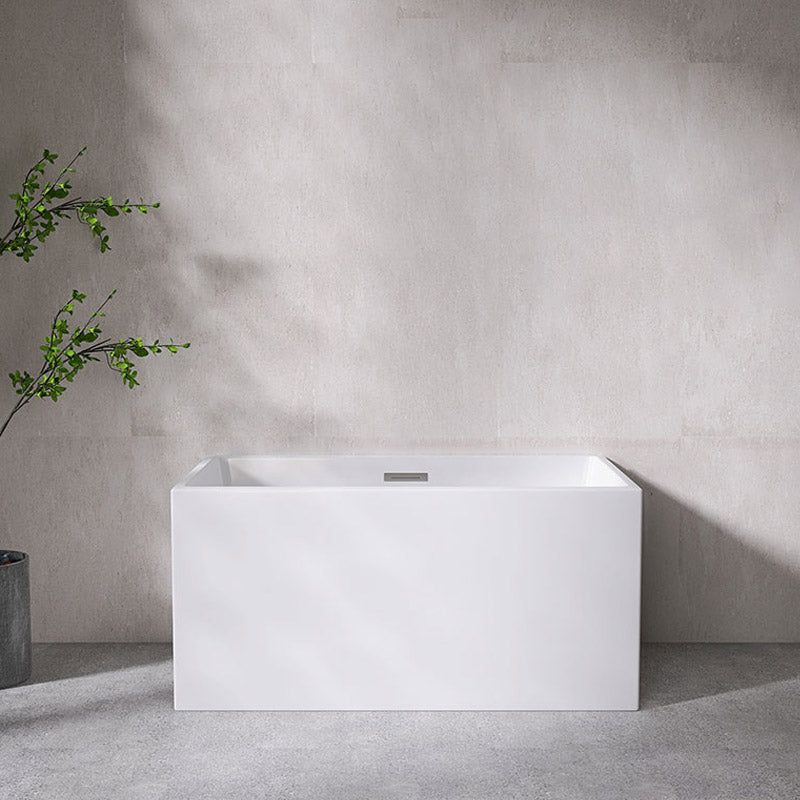 Modern Style Freestanding Bath Tub Rectangular Acrylic Soaking Bathtub in White 51"L x 27.5"W x 24"H Tub Clearhalo 'Bathroom Remodel & Bathroom Fixtures' 'Bathtubs' 'Home Improvement' 'home_improvement' 'home_improvement_bathtubs' 'Showers & Bathtubs' 6639959