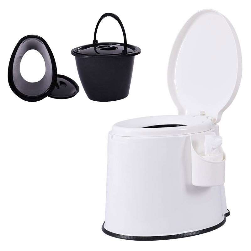 Modern Plastic Toilet Floor Mounted Toilet Bowl with Slow Close Seat for Washroom 13"L x 17"W x 15"H White Hollow Barrel Clearhalo 'Bathroom Remodel & Bathroom Fixtures' 'Home Improvement' 'home_improvement' 'home_improvement_toilets' 'Toilets & Bidets' 'Toilets' 6639982