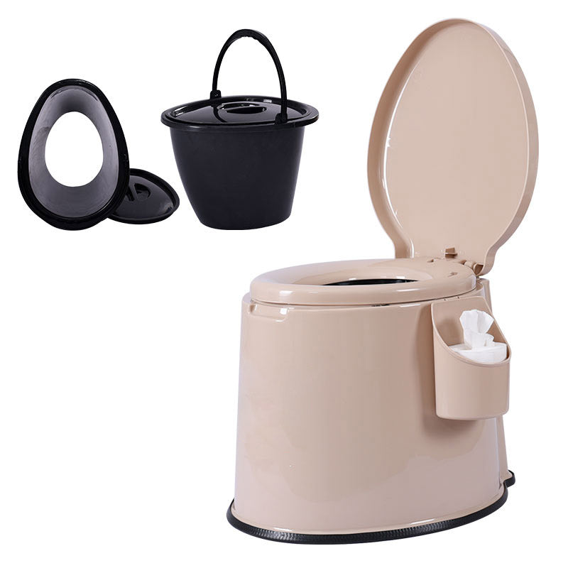 Modern Plastic Toilet Floor Mounted Toilet Bowl with Slow Close Seat for Washroom 13"L x 17"W x 15"H Khaki Hollow Barrel Clearhalo 'Bathroom Remodel & Bathroom Fixtures' 'Home Improvement' 'home_improvement' 'home_improvement_toilets' 'Toilets & Bidets' 'Toilets' 6639986