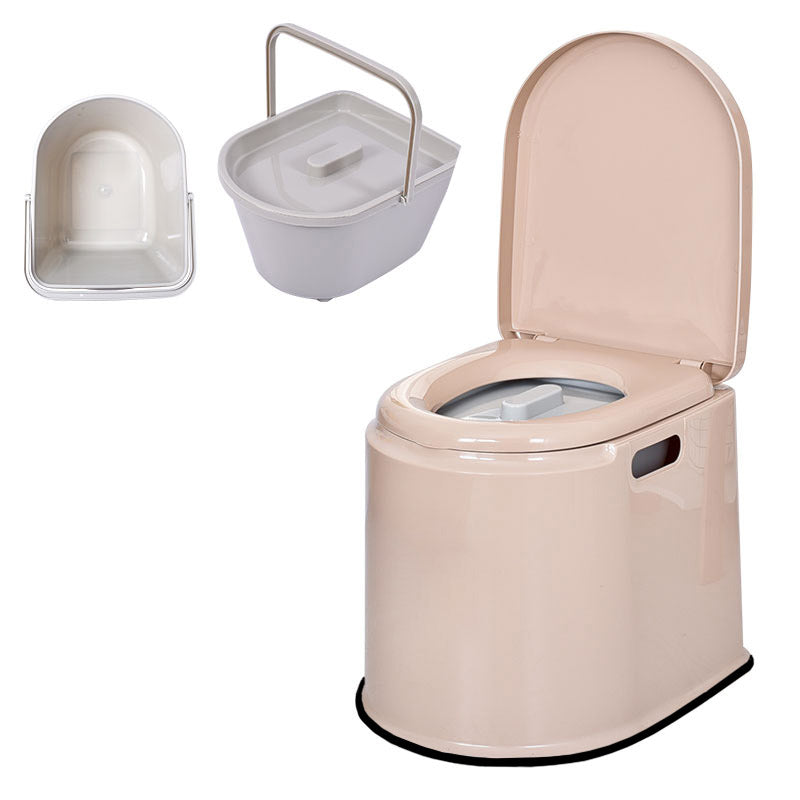 Modern Plastic Toilet Floor Mounted Toilet Bowl with Slow Close Seat for Washroom 14"L x 17"W x 16"H Khaki Solid Barrel Clearhalo 'Bathroom Remodel & Bathroom Fixtures' 'Home Improvement' 'home_improvement' 'home_improvement_toilets' 'Toilets & Bidets' 'Toilets' 6639992