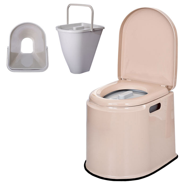 Modern Plastic Toilet Floor Mounted Toilet Bowl with Slow Close Seat for Washroom 14"L x 17"W x 16"H Khaki Hollow Barrel Clearhalo 'Bathroom Remodel & Bathroom Fixtures' 'Home Improvement' 'home_improvement' 'home_improvement_toilets' 'Toilets & Bidets' 'Toilets' 6639994