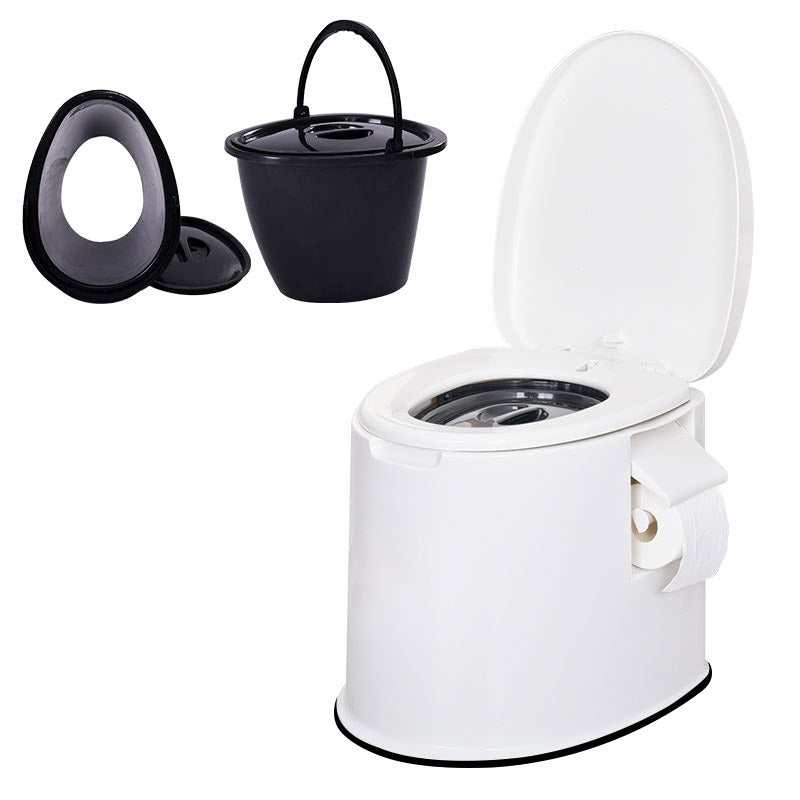 Modern Plastic Toilet Floor Mounted Toilet Bowl with Slow Close Seat for Washroom 15"L x 17"W x 17"H White Hollow Barrel Clearhalo 'Bathroom Remodel & Bathroom Fixtures' 'Home Improvement' 'home_improvement' 'home_improvement_toilets' 'Toilets & Bidets' 'Toilets' 6639998