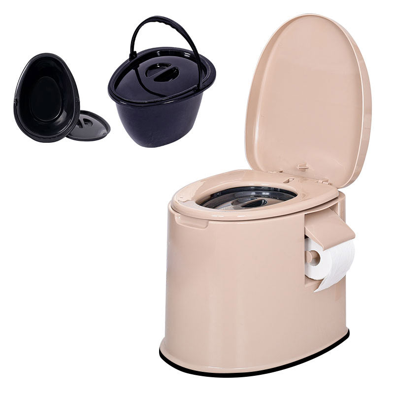 Modern Plastic Toilet Floor Mounted Toilet Bowl with Slow Close Seat for Washroom 15"L x 17"W x 17"H Khaki Solid Barrel Clearhalo 'Bathroom Remodel & Bathroom Fixtures' 'Home Improvement' 'home_improvement' 'home_improvement_toilets' 'Toilets & Bidets' 'Toilets' 6639999