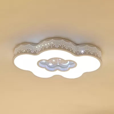 Romantic Etched Cloud Ceiling Mount Light with Star Acrylic Ceiling Lamp in White for Hallway Clearhalo 'Ceiling Lights' 'Close To Ceiling Lights' 'Close to ceiling' 'Flush mount' Lighting' 66415