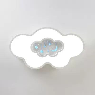 Romantic Etched Cloud Ceiling Mount Light with Star Acrylic Ceiling Lamp in White for Hallway Clearhalo 'Ceiling Lights' 'Close To Ceiling Lights' 'Close to ceiling' 'Flush mount' Lighting' 66416