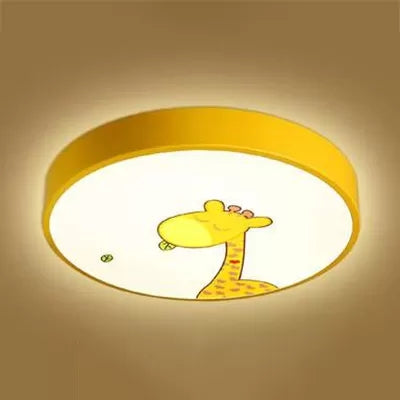 Acrylic Round Flush Ceiling Light with Lovely Animal Kids Ceiling Lamp for Baby Bedroom Yellow Clearhalo 'Ceiling Lights' 'Close To Ceiling Lights' 'Close to ceiling' 'Flush mount' Lighting' 66428