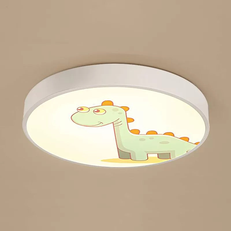 Acrylic Round Flush Ceiling Light with Lovely Animal Kids Ceiling Lamp for Baby Bedroom White Remote Control Stepless Dimming Clearhalo 'Ceiling Lights' 'Close To Ceiling Lights' 'Close to ceiling' 'Flush mount' Lighting' 66430