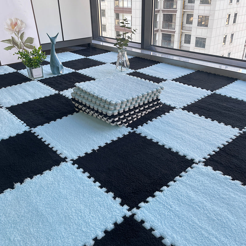 Dark Color Level Loop Carpet Tile Non-Skid Interlocking Bedroom Carpet Tiles Light Blue-Black Clearhalo 'Carpet Tiles & Carpet Squares' 'carpet_tiles_carpet_squares' 'Flooring 'Home Improvement' 'home_improvement' 'home_improvement_carpet_tiles_carpet_squares' Walls and Ceiling' 6643105