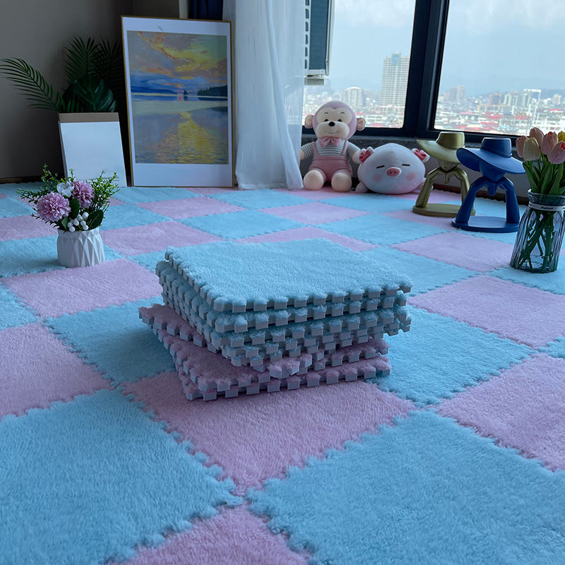 Modern Carpet Floor Tile Level Loop Interlocking Non-Skid Carpet Tiles Sky Blue Pink Clearhalo 'Carpet Tiles & Carpet Squares' 'carpet_tiles_carpet_squares' 'Flooring 'Home Improvement' 'home_improvement' 'home_improvement_carpet_tiles_carpet_squares' Walls and Ceiling' 6643358