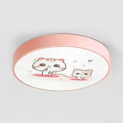 Acrylic Round Flush Ceiling Light with Lovely Animal Kids Ceiling Lamp for Baby Bedroom Pink White Clearhalo 'Ceiling Lights' 'Close To Ceiling Lights' 'Close to ceiling' 'Flush mount' Lighting' 66434