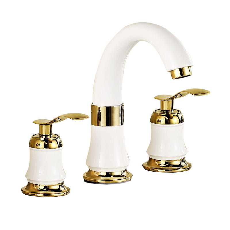 Luxury Rotatable Widespread Sink Faucet Circular Lever Handle Faucet with Water Hose Clearhalo 'Bathroom Remodel & Bathroom Fixtures' 'Bathroom Sink Faucets' 'Bathroom Sinks & Faucet Components' 'bathroom_sink_faucets' 'Home Improvement' 'home_improvement' 'home_improvement_bathroom_sink_faucets' 6643607