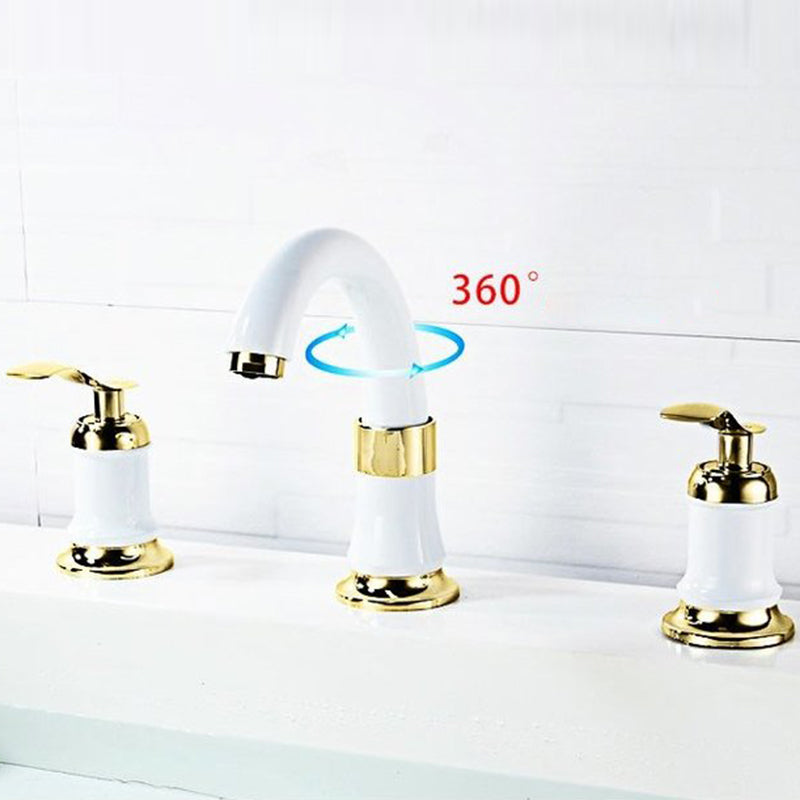 Luxury Rotatable Widespread Sink Faucet Circular Lever Handle Faucet with Water Hose Clearhalo 'Bathroom Remodel & Bathroom Fixtures' 'Bathroom Sink Faucets' 'Bathroom Sinks & Faucet Components' 'bathroom_sink_faucets' 'Home Improvement' 'home_improvement' 'home_improvement_bathroom_sink_faucets' 6643609