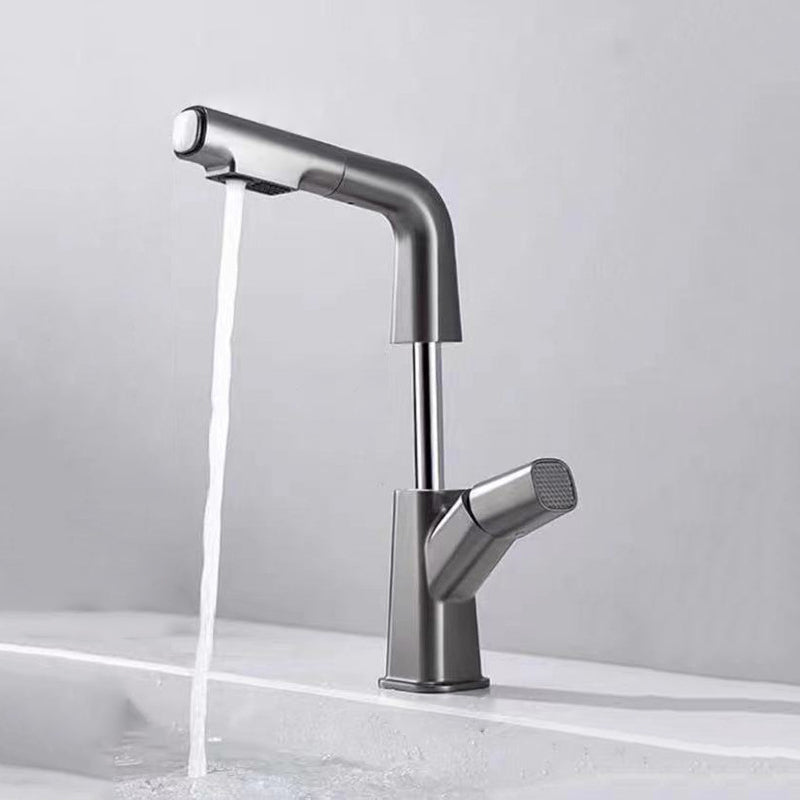 Pull-out 1 Hole Bathroom Faucet with Water Hose Vessel Faucet Clearhalo 'bathroom_sink_faucets' 'Conjunta de Baño y Conjunta de Grifo' 'Coronamiento de Baño y Dispositivo de Baño' 'Grifo del lavabo del baño' 'Hogar' 'home_improvement' 'home_improvement_bathroom_sink_faucets' 'Mejoras para el hogar' 6643625