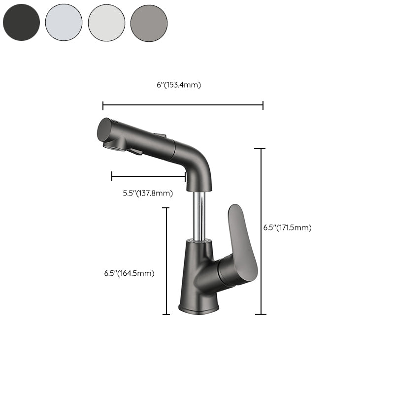 Contemporary Vessel Faucet Copper Single Handle Low Arc Retractable Vessel Faucet Clearhalo 'Bathroom Remodel & Bathroom Fixtures' 'Bathroom Sink Faucets' 'Bathroom Sinks & Faucet Components' 'bathroom_sink_faucets' 'Home Improvement' 'home_improvement' 'home_improvement_bathroom_sink_faucets' 6643649