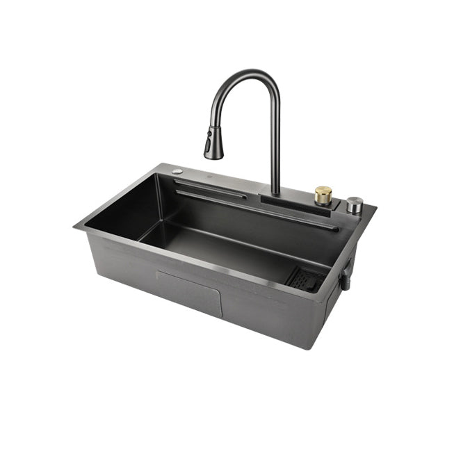 Contemporary Kitchen Sink Stainless Steel Single Bowl Kitchen Sink with Basket Strainer Clearhalo 'Home Improvement' 'home_improvement' 'home_improvement_kitchen_sinks' 'Kitchen Remodel & Kitchen Fixtures' 'Kitchen Sinks & Faucet Components' 'Kitchen Sinks' 'kitchen_sinks' 6643882