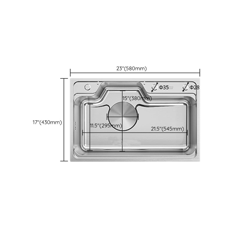 Contemporary Style Kitchen Sink Stainless Steel Drop-In Rustproof Kitchen Sink Clearhalo 'Home Improvement' 'home_improvement' 'home_improvement_kitchen_sinks' 'Kitchen Remodel & Kitchen Fixtures' 'Kitchen Sinks & Faucet Components' 'Kitchen Sinks' 'kitchen_sinks' 6643944