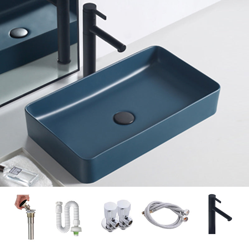 Rectangular Trough Bathroom Sink Modern Trough Bathroom Sink 20"L x 14"W x 4"H Navy Blue Sink with Faucet Clearhalo 'Bathroom Remodel & Bathroom Fixtures' 'Bathroom Sinks & Faucet Components' 'Bathroom Sinks' 'bathroom_sink' 'Home Improvement' 'home_improvement' 'home_improvement_bathroom_sink' 6643975