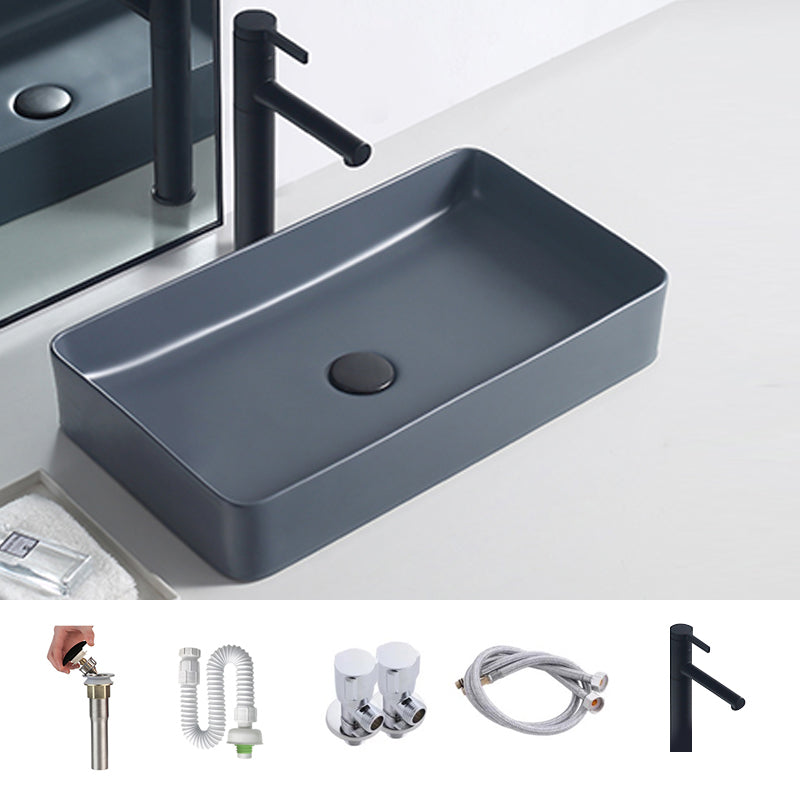 Rectangular Trough Bathroom Sink Modern Trough Bathroom Sink 20"L x 14"W x 4"H Grey Sink with Faucet Clearhalo 'Bathroom Remodel & Bathroom Fixtures' 'Bathroom Sinks & Faucet Components' 'Bathroom Sinks' 'bathroom_sink' 'Home Improvement' 'home_improvement' 'home_improvement_bathroom_sink' 6643985