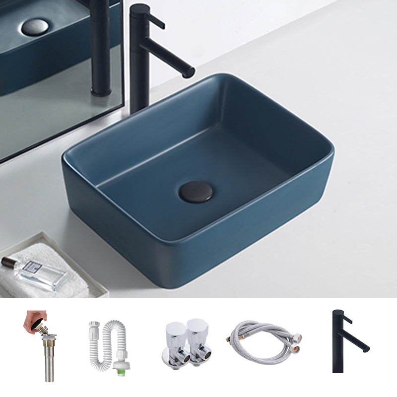 Rectangular Trough Bathroom Sink Modern Trough Bathroom Sink 18.9"L x 11.8"W x 5.1"H Navy Blue Sink with Faucet Clearhalo 'Bathroom Remodel & Bathroom Fixtures' 'Bathroom Sinks & Faucet Components' 'Bathroom Sinks' 'bathroom_sink' 'Home Improvement' 'home_improvement' 'home_improvement_bathroom_sink' 6643996