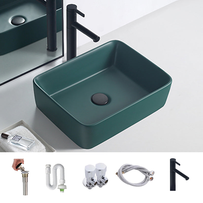 Rectangular Trough Bathroom Sink Modern Trough Bathroom Sink 18.9"L x 11.8"W x 5.1"H Blackish Green Sink with Faucet Clearhalo 'Bathroom Remodel & Bathroom Fixtures' 'Bathroom Sinks & Faucet Components' 'Bathroom Sinks' 'bathroom_sink' 'Home Improvement' 'home_improvement' 'home_improvement_bathroom_sink' 6644003