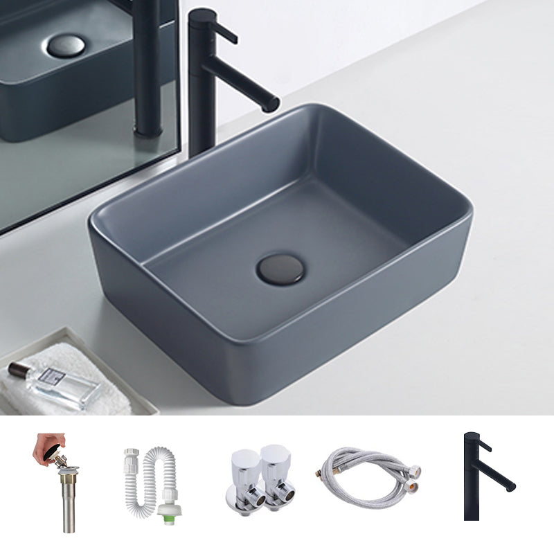 Rectangular Trough Bathroom Sink Modern Trough Bathroom Sink 18.9"L x 11.8"W x 5.1"H Grey Sink with Faucet Clearhalo 'Bathroom Remodel & Bathroom Fixtures' 'Bathroom Sinks & Faucet Components' 'Bathroom Sinks' 'bathroom_sink' 'Home Improvement' 'home_improvement' 'home_improvement_bathroom_sink' 6644006