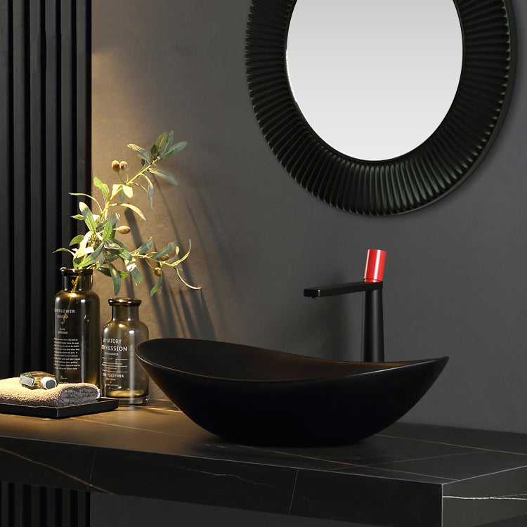 Modern Vessel Bathroom Sink Oval Porcelain with Pop-Up Drain Vessel Lavatory Sink Clearhalo 'Bathroom Remodel & Bathroom Fixtures' 'Bathroom Sinks & Faucet Components' 'Bathroom Sinks' 'bathroom_sink' 'Home Improvement' 'home_improvement' 'home_improvement_bathroom_sink' 6644084