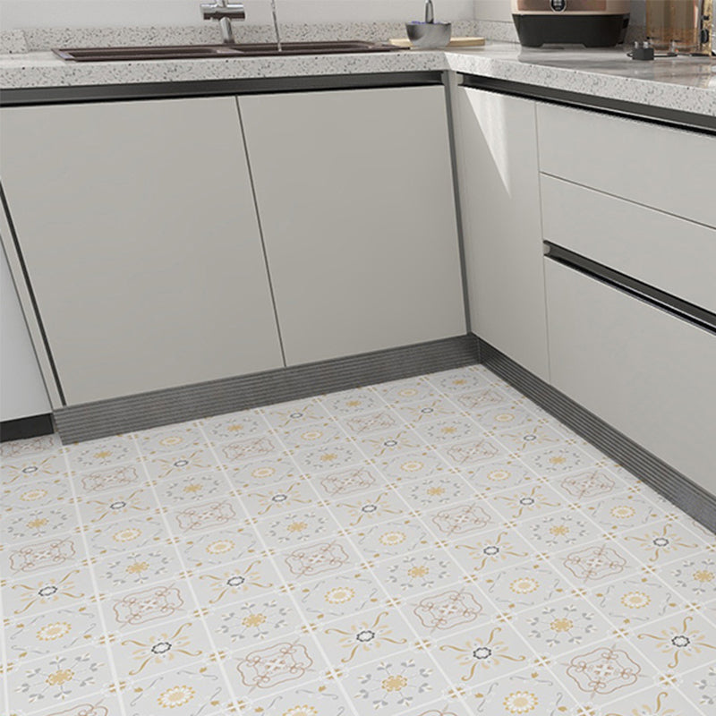 Modern PVC Flooring Peel and Stick Geometric Printed Vinyl Floor Planks Light Yellow Clearhalo 'Flooring 'Home Improvement' 'home_improvement' 'home_improvement_vinyl_flooring' 'Vinyl Flooring' 'vinyl_flooring' Walls and Ceiling' 6644303