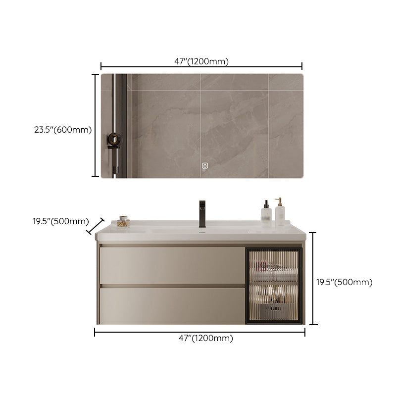 2 Drawers Vanity Wood Frame Wall Mount Rectangle Single Sink Bathroom Vanity with Mirror Clearhalo 'Bathroom Remodel & Bathroom Fixtures' 'Bathroom Vanities' 'bathroom_vanities' 'Home Improvement' 'home_improvement' 'home_improvement_bathroom_vanities' 6644524