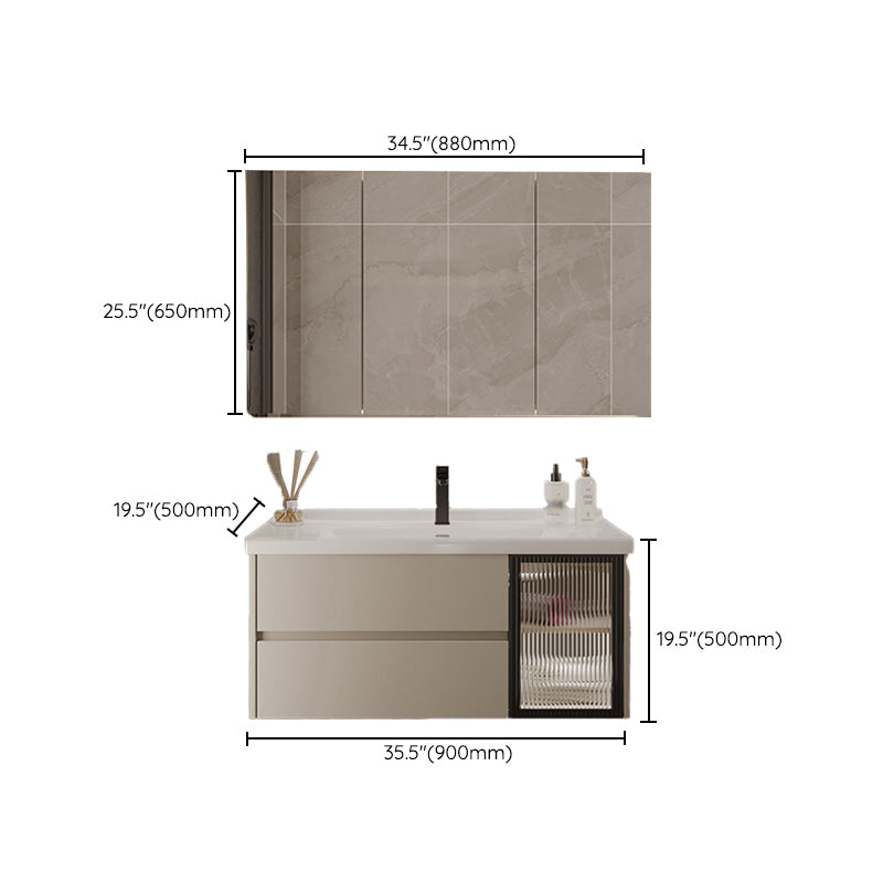 2 Drawers Vanity Wood Frame Wall Mount Rectangle Single Sink Bathroom Vanity with Mirror Clearhalo 'Bathroom Remodel & Bathroom Fixtures' 'Bathroom Vanities' 'bathroom_vanities' 'Home Improvement' 'home_improvement' 'home_improvement_bathroom_vanities' 6644528