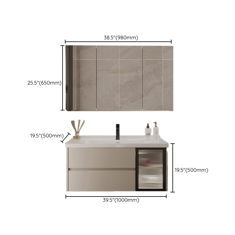 2 Drawers Vanity Wood Frame Wall Mount Rectangle Single Sink Bathroom Vanity with Mirror Clearhalo 'Bathroom Remodel & Bathroom Fixtures' 'Bathroom Vanities' 'bathroom_vanities' 'Home Improvement' 'home_improvement' 'home_improvement_bathroom_vanities' 6644529