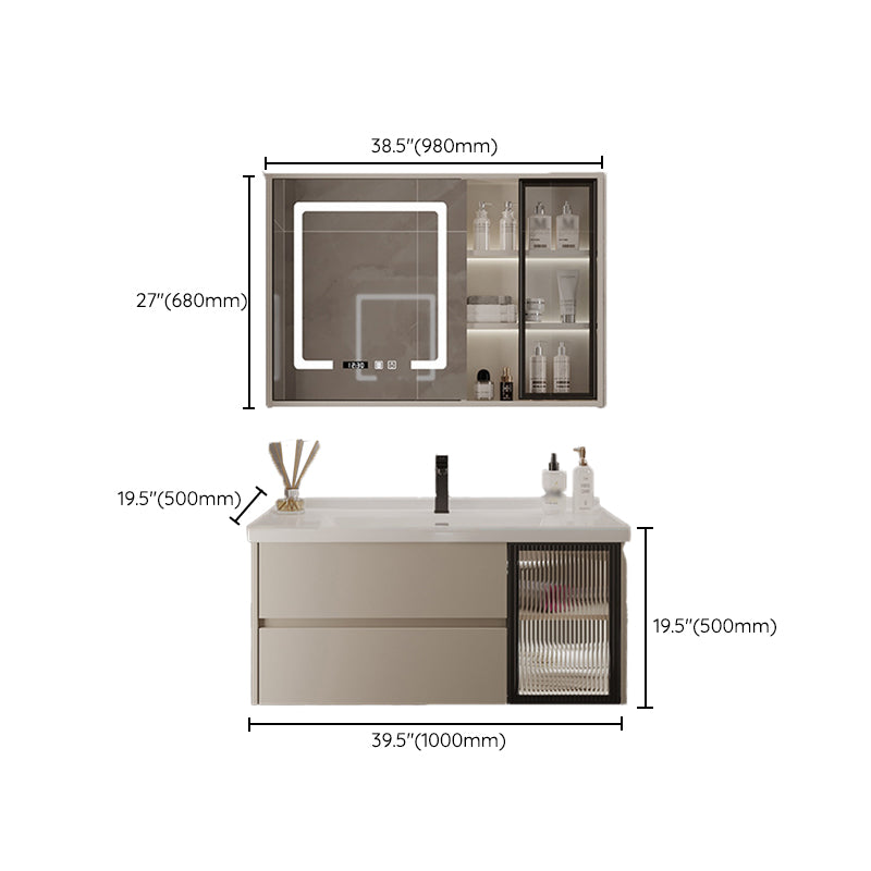 2 Drawers Vanity Wood Frame Wall Mount Rectangle Single Sink Bathroom Vanity with Mirror Clearhalo 'Bathroom Remodel & Bathroom Fixtures' 'Bathroom Vanities' 'bathroom_vanities' 'Home Improvement' 'home_improvement' 'home_improvement_bathroom_vanities' 6644535