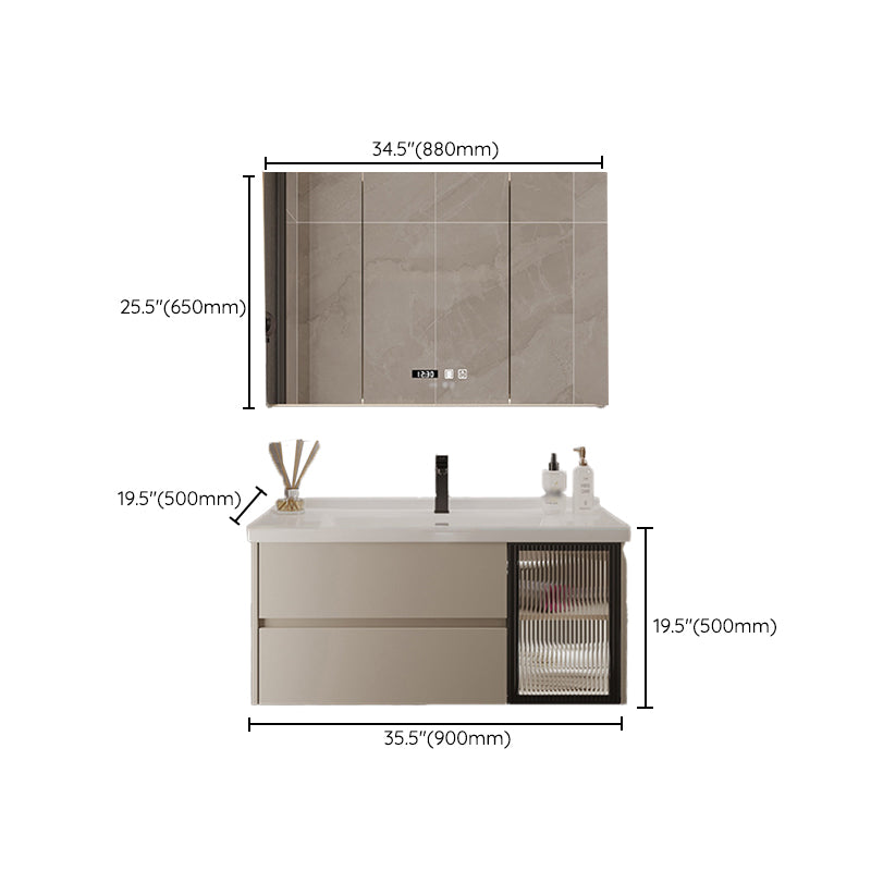 2 Drawers Vanity Wood Frame Wall Mount Rectangle Single Sink Bathroom Vanity with Mirror Clearhalo 'Bathroom Remodel & Bathroom Fixtures' 'Bathroom Vanities' 'bathroom_vanities' 'Home Improvement' 'home_improvement' 'home_improvement_bathroom_vanities' 6644540