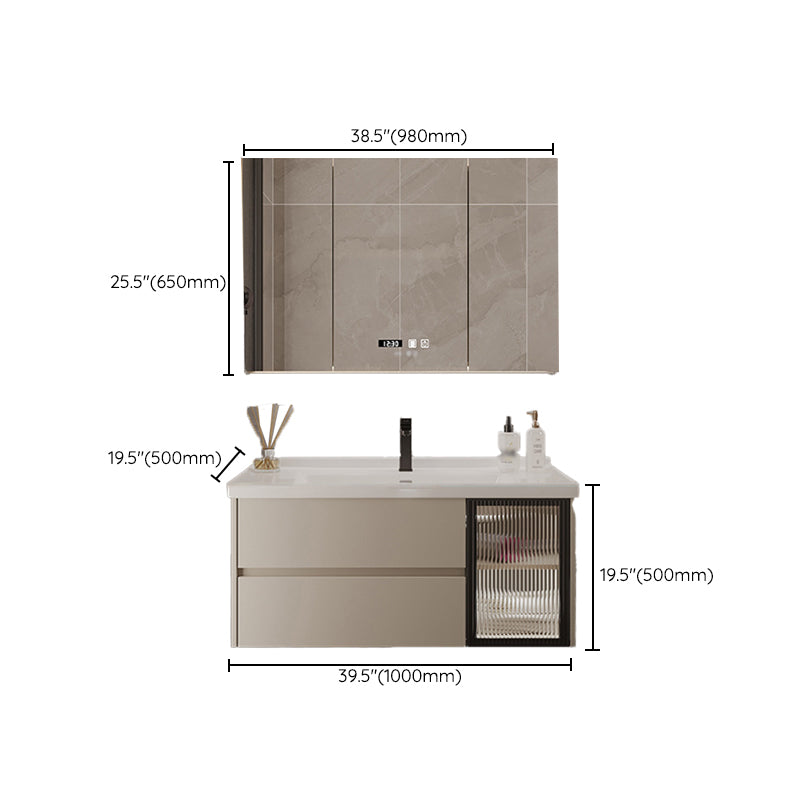 2 Drawers Vanity Wood Frame Wall Mount Rectangle Single Sink Bathroom Vanity with Mirror Clearhalo 'Bathroom Remodel & Bathroom Fixtures' 'Bathroom Vanities' 'bathroom_vanities' 'Home Improvement' 'home_improvement' 'home_improvement_bathroom_vanities' 6644541