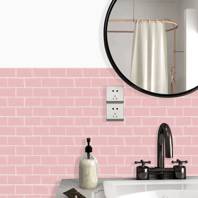 Plain Peel & Stick Tile Scratch Resistant Plastic Peel and Stick Subway Tile for Shower Pink 10-Piece Set Clearhalo 'Flooring 'Home Improvement' 'home_improvement' 'home_improvement_peel_stick_blacksplash' 'Peel & Stick Backsplash Tile' 'peel_stick_blacksplash' 'Walls & Ceilings' Walls and Ceiling' 6644595