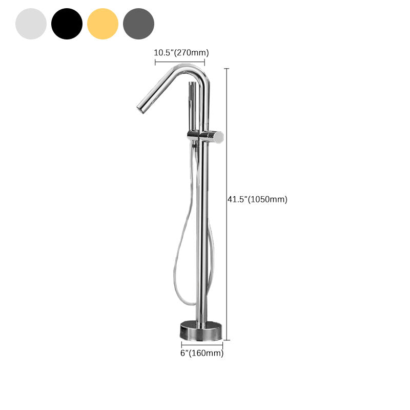 Contemporary Style Freestanding Faucet Copper Floor Mounted Freestanding Faucet Clearhalo 'Bathroom Remodel & Bathroom Fixtures' 'Bathtub Faucets' 'bathtub_faucets' 'Home Improvement' 'home_improvement' 'home_improvement_bathtub_faucets' 6645016