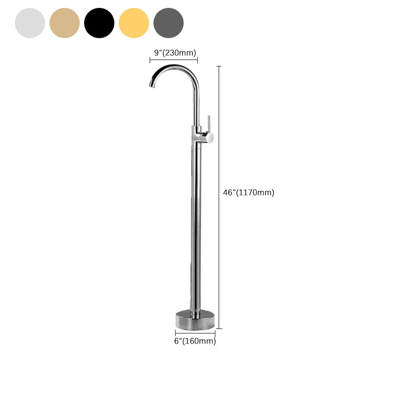 Contemporary Style Freestanding Faucet Copper Floor Mounted Freestanding Faucet Clearhalo 'Bathroom Remodel & Bathroom Fixtures' 'Bathtub Faucets' 'bathtub_faucets' 'Home Improvement' 'home_improvement' 'home_improvement_bathtub_faucets' 6645018