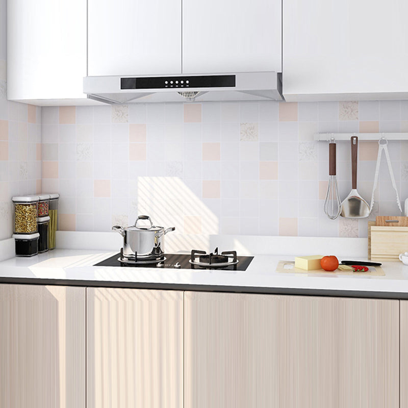 Modern Backsplash Tile Smooth Peel and Stick Wall Tile for Kitchen Light Pink Clearhalo 'Flooring 'Home Improvement' 'home_improvement' 'home_improvement_peel_stick_blacksplash' 'Peel & Stick Backsplash Tile' 'peel_stick_blacksplash' 'Walls & Ceilings' Walls and Ceiling' 6645319