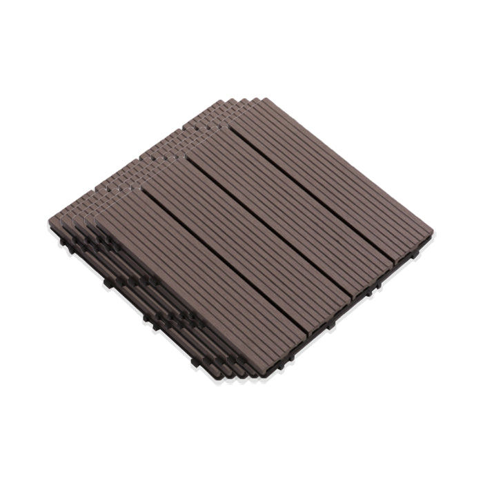 Interlocking Composite Deck Tile Outdoor Patio 11.8" x 11.8" Decktile Coffee Clearhalo 'Home Improvement' 'home_improvement' 'home_improvement_outdoor_deck_tiles_planks' 'Outdoor Deck Tiles & Planks' 'Outdoor Flooring & Tile' 'Outdoor Remodel' 'outdoor_deck_tiles_planks' 6645337