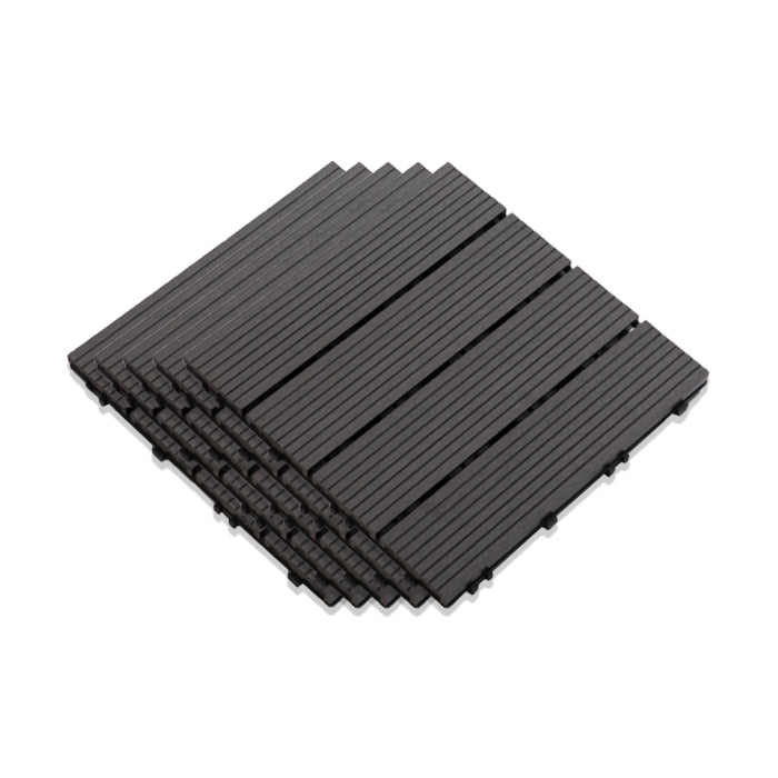 Interlocking Composite Deck Tile Outdoor Patio 11.8" x 11.8" Decktile Black Clearhalo 'Home Improvement' 'home_improvement' 'home_improvement_outdoor_deck_tiles_planks' 'Outdoor Deck Tiles & Planks' 'Outdoor Flooring & Tile' 'Outdoor Remodel' 'outdoor_deck_tiles_planks' 6645343