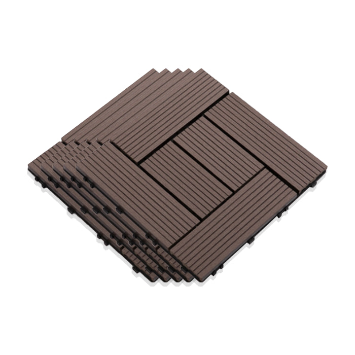 Interlocking Composite Deck Tile Outdoor Patio 11.8" x 11.8" Decktile Dark Coffee Clearhalo 'Home Improvement' 'home_improvement' 'home_improvement_outdoor_deck_tiles_planks' 'Outdoor Deck Tiles & Planks' 'Outdoor Flooring & Tile' 'Outdoor Remodel' 'outdoor_deck_tiles_planks' 6645346