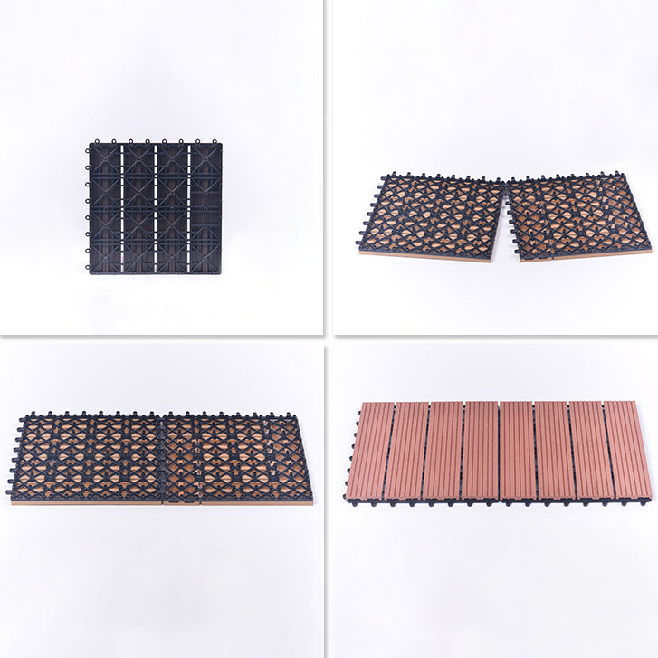 Interlocking Composite Deck Tile Outdoor Patio 11.8" x 11.8" Decktile Clearhalo 'Home Improvement' 'home_improvement' 'home_improvement_outdoor_deck_tiles_planks' 'Outdoor Deck Tiles & Planks' 'Outdoor Flooring & Tile' 'Outdoor Remodel' 'outdoor_deck_tiles_planks' 6645348