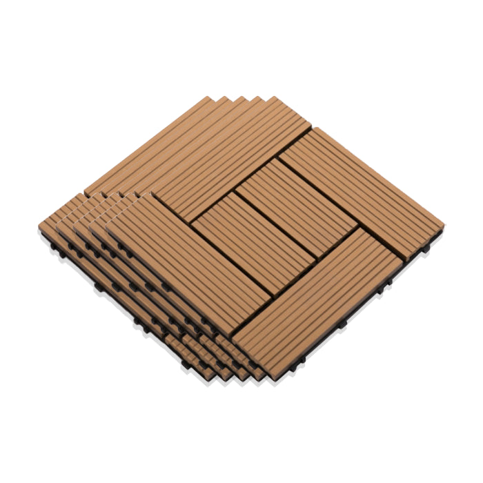 Interlocking Composite Deck Tile Outdoor Patio 11.8" x 11.8" Decktile Beige Clearhalo 'Home Improvement' 'home_improvement' 'home_improvement_outdoor_deck_tiles_planks' 'Outdoor Deck Tiles & Planks' 'Outdoor Flooring & Tile' 'Outdoor Remodel' 'outdoor_deck_tiles_planks' 6645349