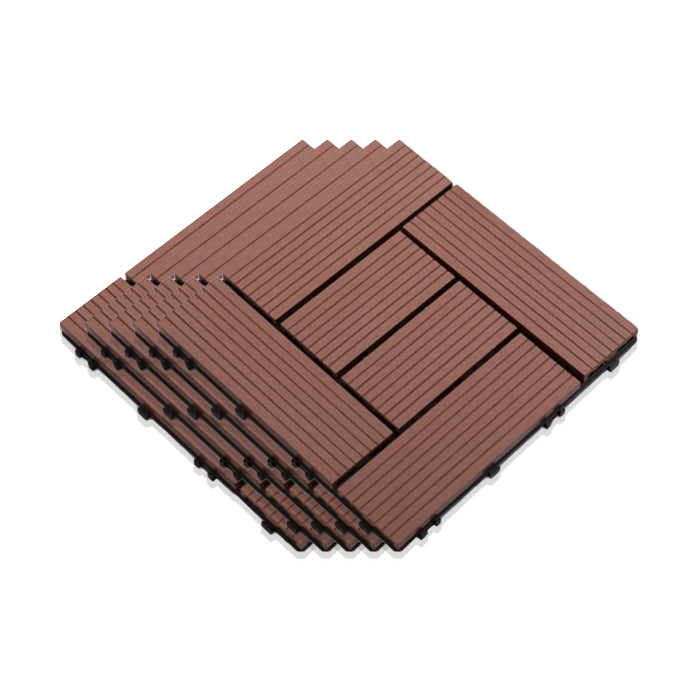 Interlocking Composite Deck Tile Outdoor Patio 11.8" x 11.8" Decktile Black/Red Clearhalo 'Home Improvement' 'home_improvement' 'home_improvement_outdoor_deck_tiles_planks' 'Outdoor Deck Tiles & Planks' 'Outdoor Flooring & Tile' 'Outdoor Remodel' 'outdoor_deck_tiles_planks' 6645351