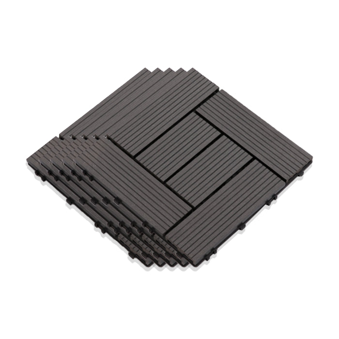 Interlocking Composite Deck Tile Outdoor Patio 11.8" x 11.8" Decktile Matte Black Clearhalo 'Home Improvement' 'home_improvement' 'home_improvement_outdoor_deck_tiles_planks' 'Outdoor Deck Tiles & Planks' 'Outdoor Flooring & Tile' 'Outdoor Remodel' 'outdoor_deck_tiles_planks' 6645353