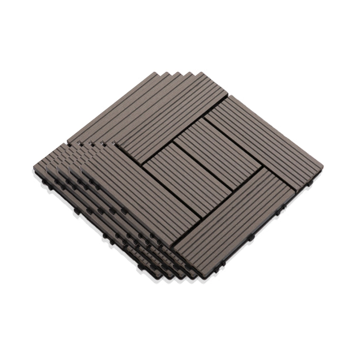 Interlocking Composite Deck Tile Outdoor Patio 11.8" x 11.8" Decktile Black/Gray Clearhalo 'Home Improvement' 'home_improvement' 'home_improvement_outdoor_deck_tiles_planks' 'Outdoor Deck Tiles & Planks' 'Outdoor Flooring & Tile' 'Outdoor Remodel' 'outdoor_deck_tiles_planks' 6645355